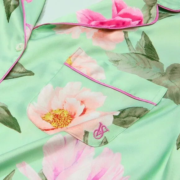 Victoria's Secret Satin Glazed Long Pajamas Set NWT, S